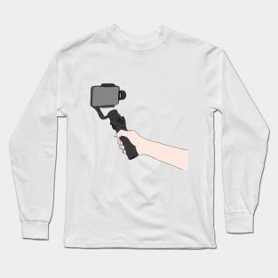 Vlogger Holds a Tripod - Vlogging Tripod Long Sleeve T-Shirt